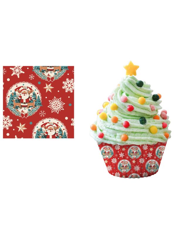 Klassieke rode kerstman muffinvormpjes 50 stuks main product photo