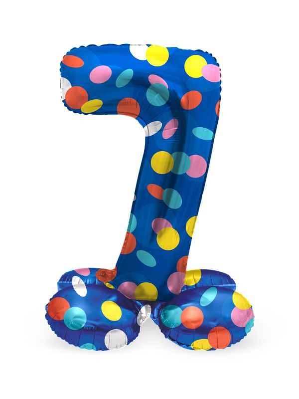 Kleine gekleurde stipjes cijfer 7 staande folieballon main product photo