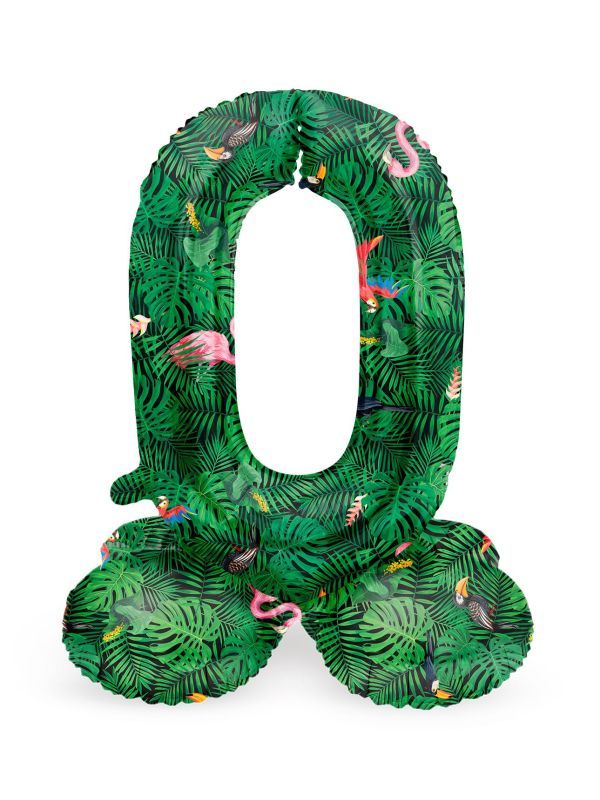 Kleine jungle vibe cijfer 0 staande folieballon main product photo