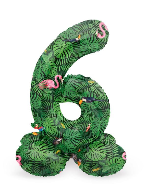 Kleine jungle vibe cijfer 6 staande folieballon main product photo
