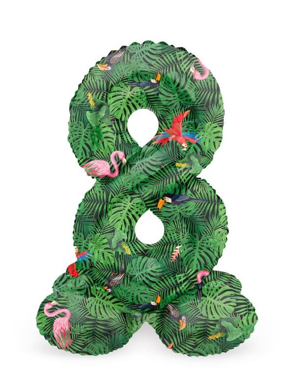 Kleine jungle vibe cijfer 8 staande folieballon main product photo