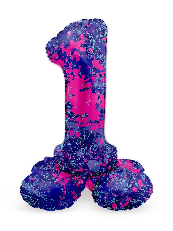 Kleine paint splash cijfer 1 staande folieballon main product photo