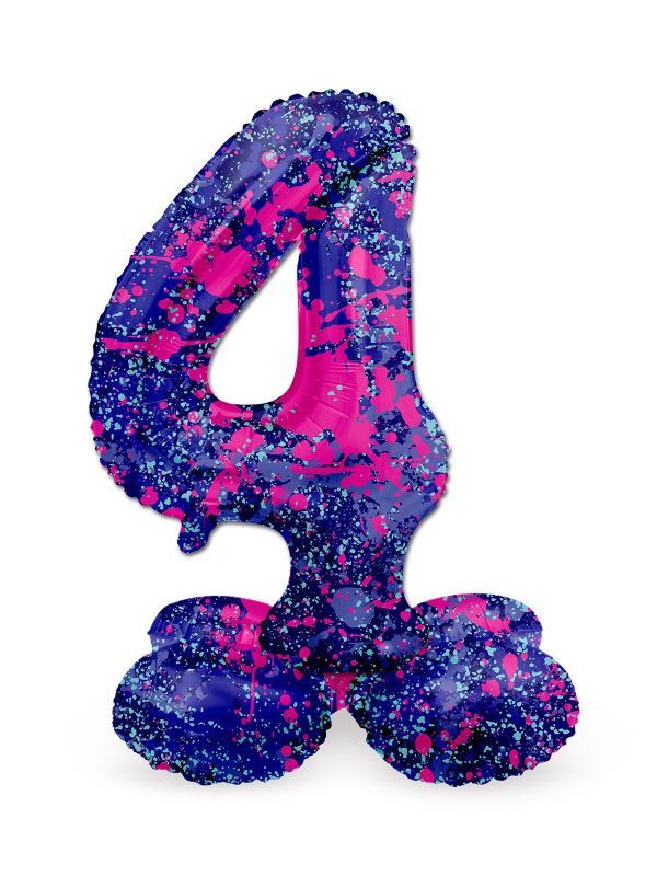 Kleine paint splash cijfer 4 staande folieballon main product photo