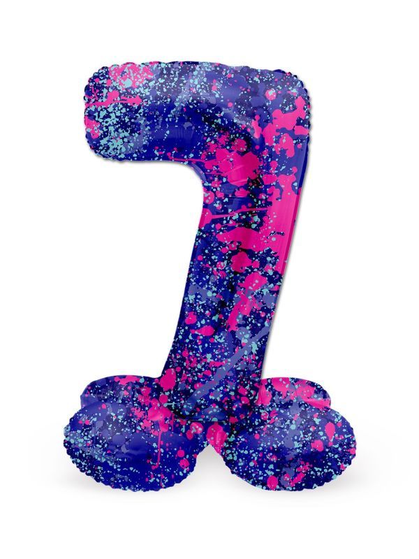 Kleine paint splash cijfer 7 staande folieballon main product photo