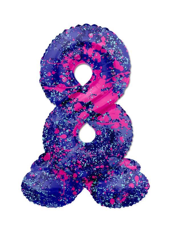 Kleine paint splash cijfer 8 staande folieballon main product photo