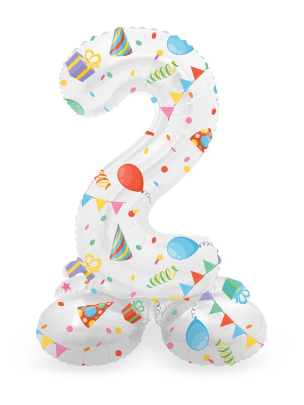 Kleine party print cijfer 2 staande folieballon main product photo
