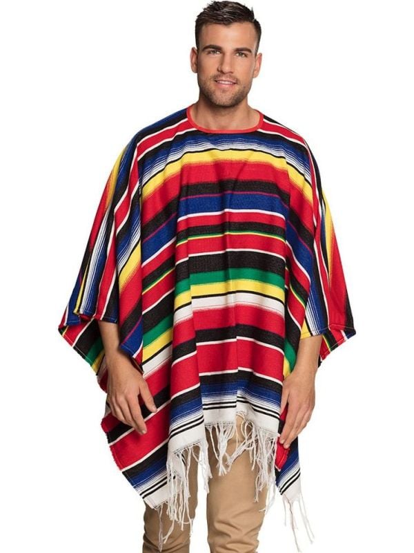 Kleurige mexicaanse poncho gestreept