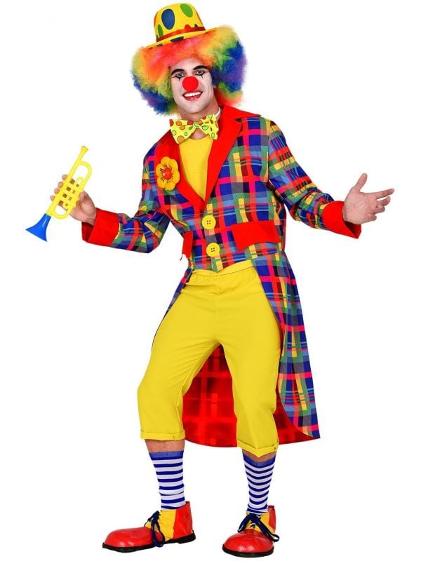 Kleurrijke circus clown slipjas heren