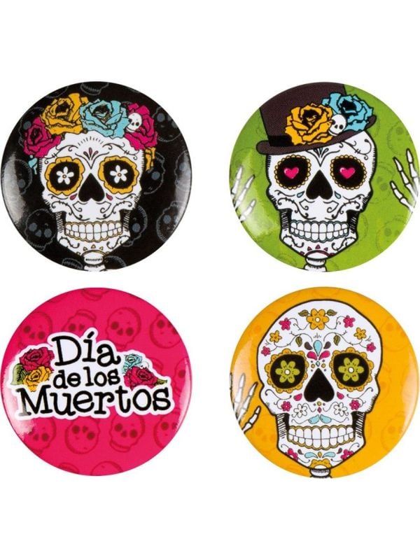 Kleurrijke dia de los muertos buttons