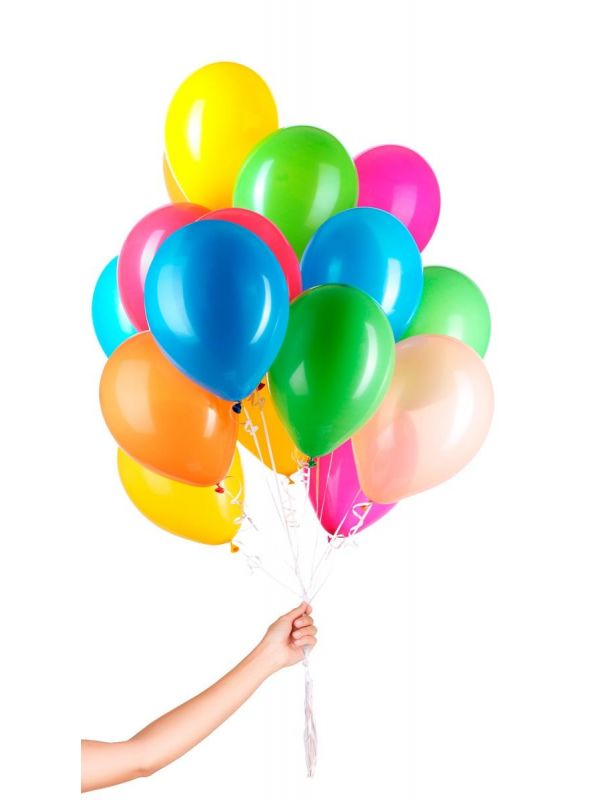 Kleurrijke feest ballonnen met lint 50 stuks 23cm