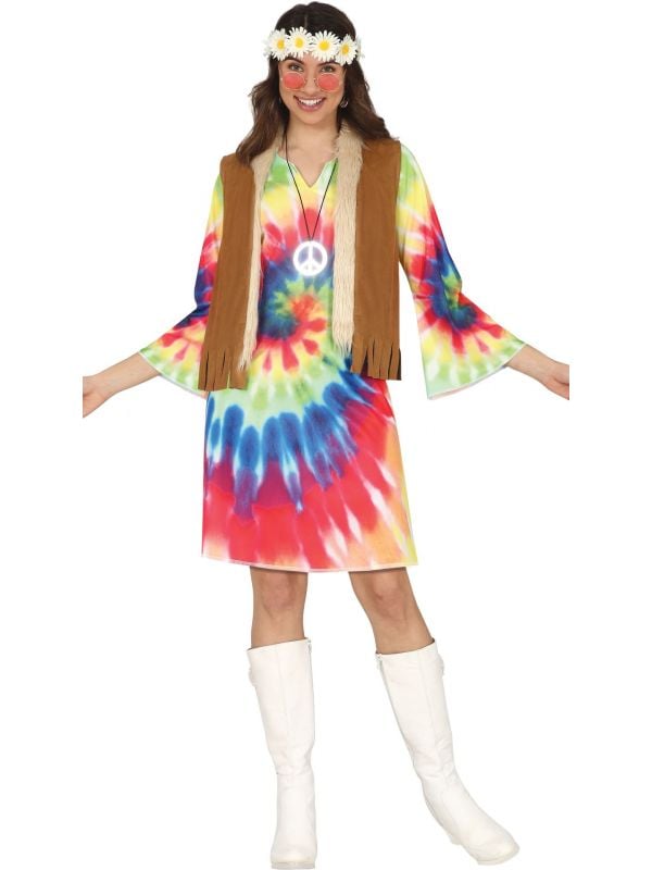 Kleurrijke peace hippie outfit dames