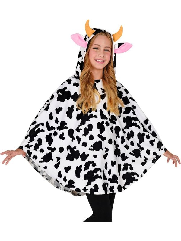 Koeien poncho met capuchon meisjes