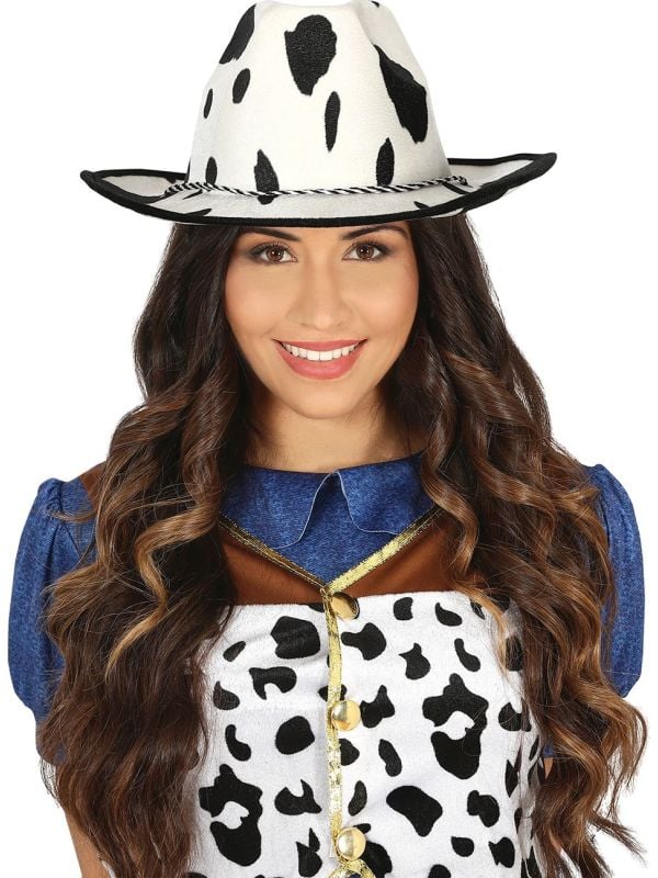 Koeienprint cowgirl hoed