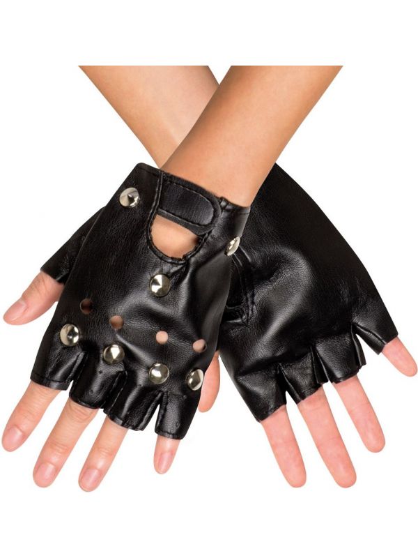 Korte punker handschoenen zwart