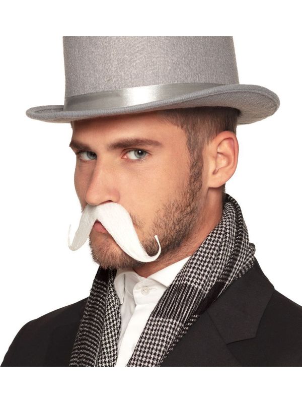 Krullende gentleman snor wit