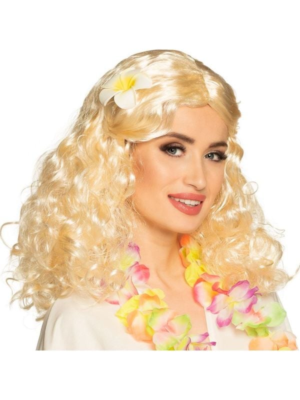 Krullende pruik hoog blond main product photo