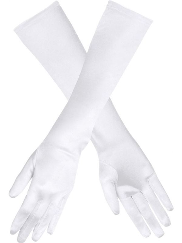Lange handschoenen fluweel wit