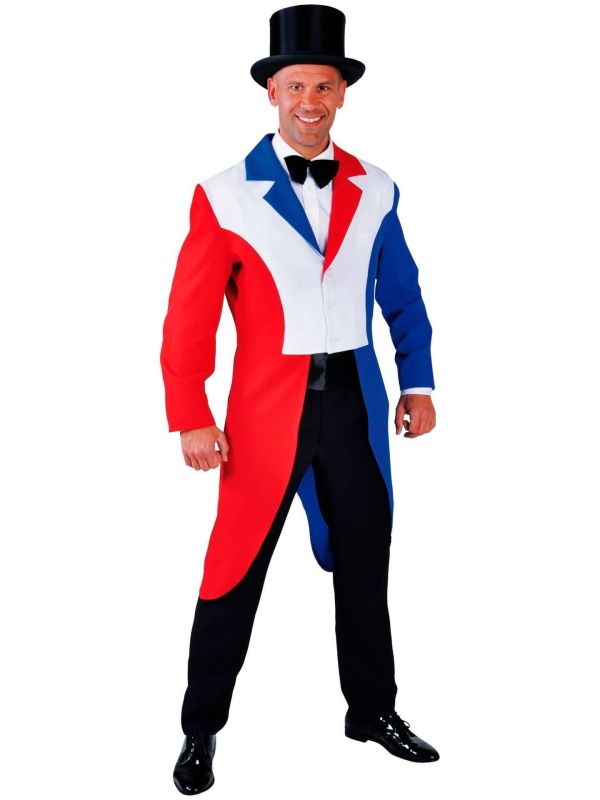 Lange jas rood wit blauw heren main product photo