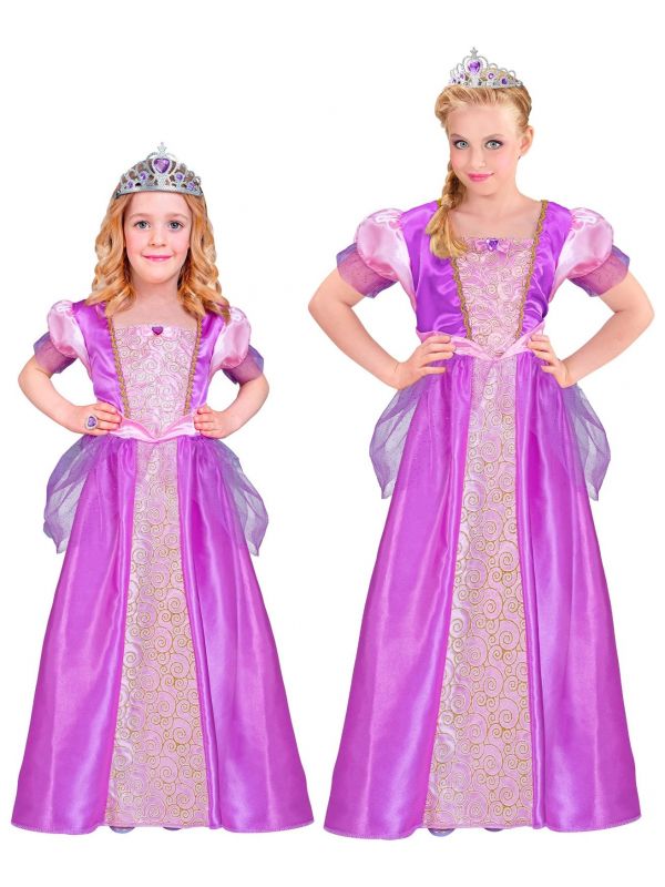 Lange paarse prinses jurk