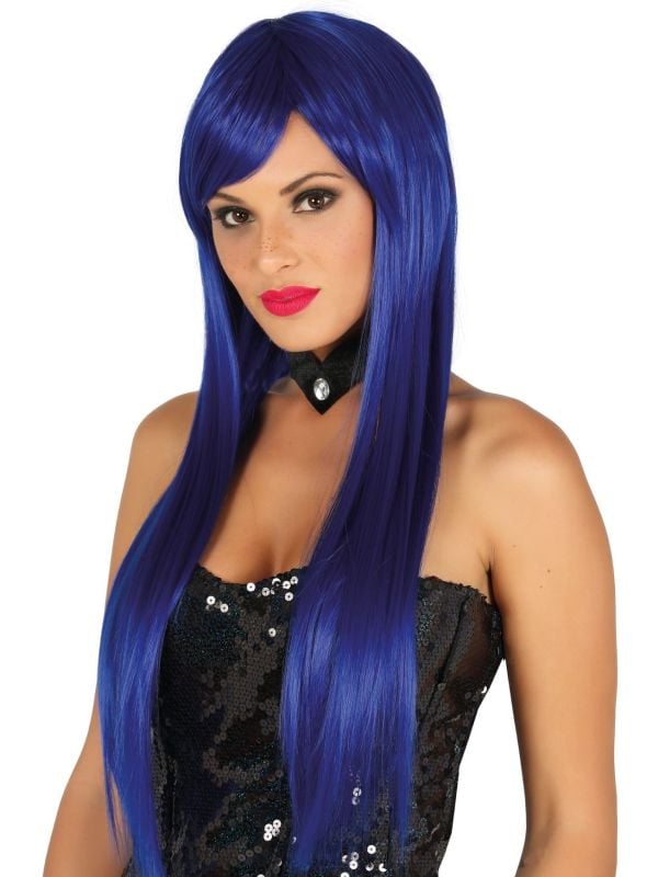 Lange pruik blauw main product photo
