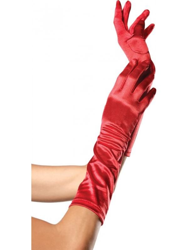 Lange satijnen handschoenen rood