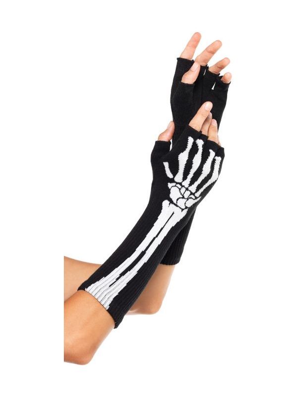 Lange vingerloze skelet handschoenen
