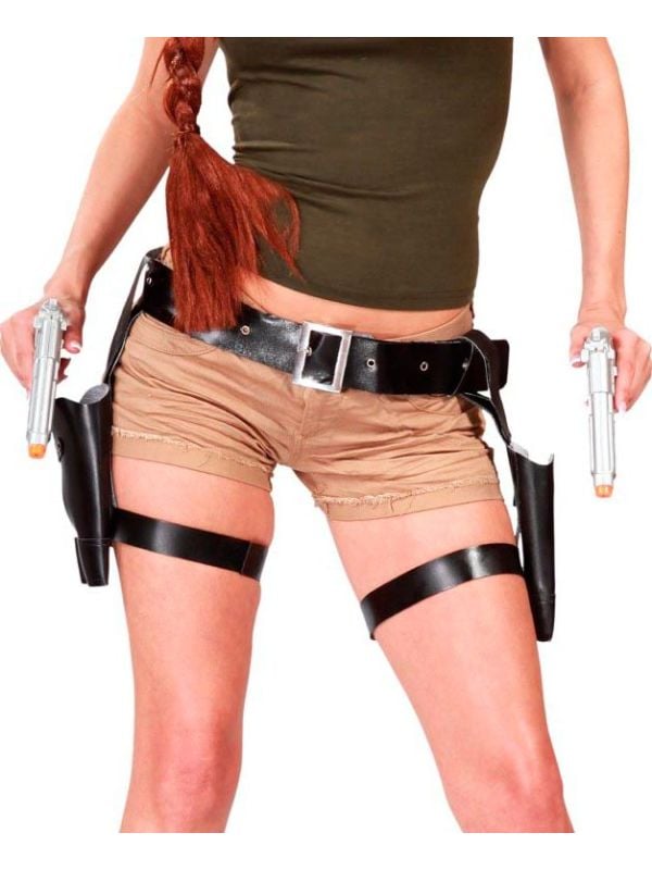 Lara Croft dubbel holster met pistolen