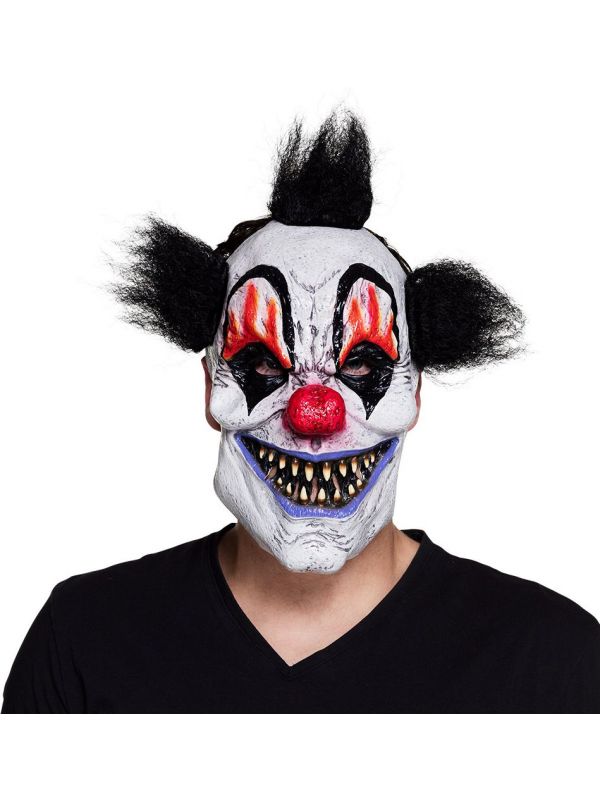 Latex killer clown masker met haar