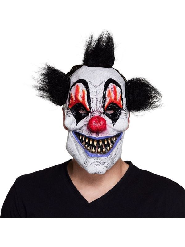 Latex killer clown masker met haar