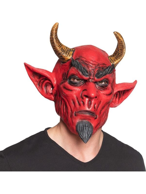 Latex satan masker rood