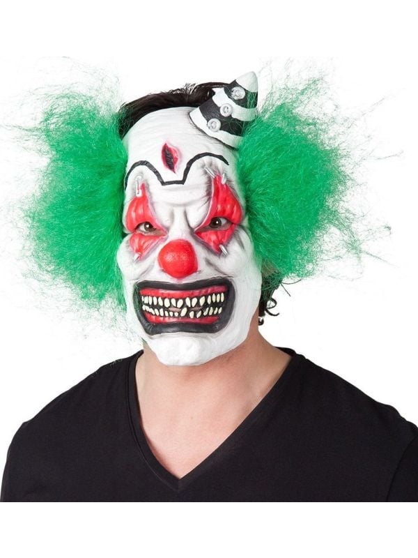 Latex terror clown masker met haar