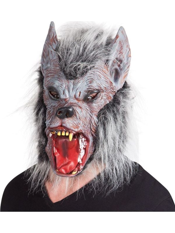 Latex weerwolf masker met haar