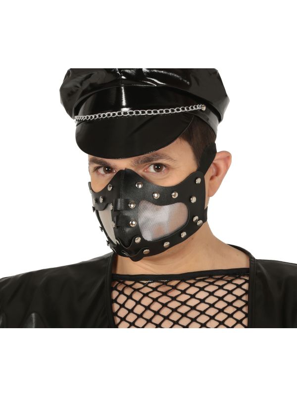 Leren mondmasker met studs