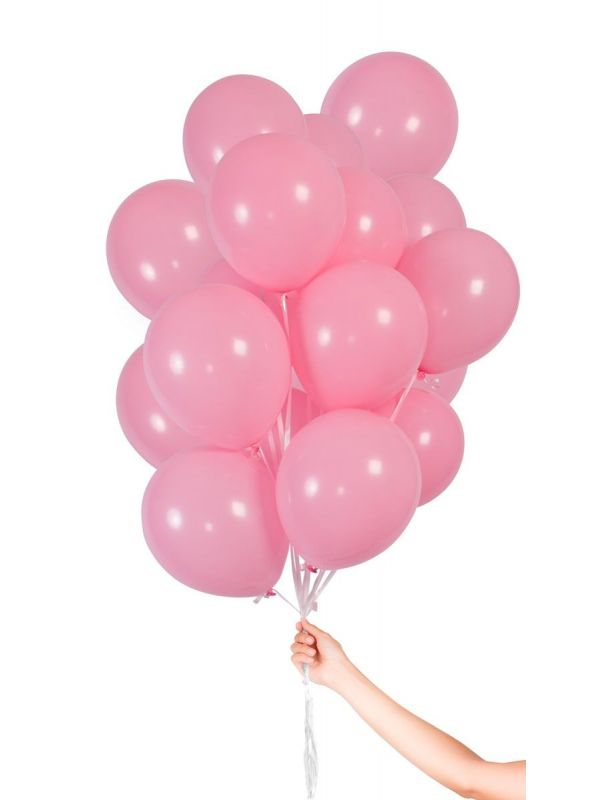 Lichtroze ballonnen met lint 30 stuks 23cm