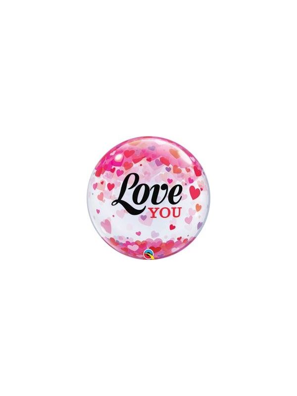 Love you hartjes bubbles ballon 56cm