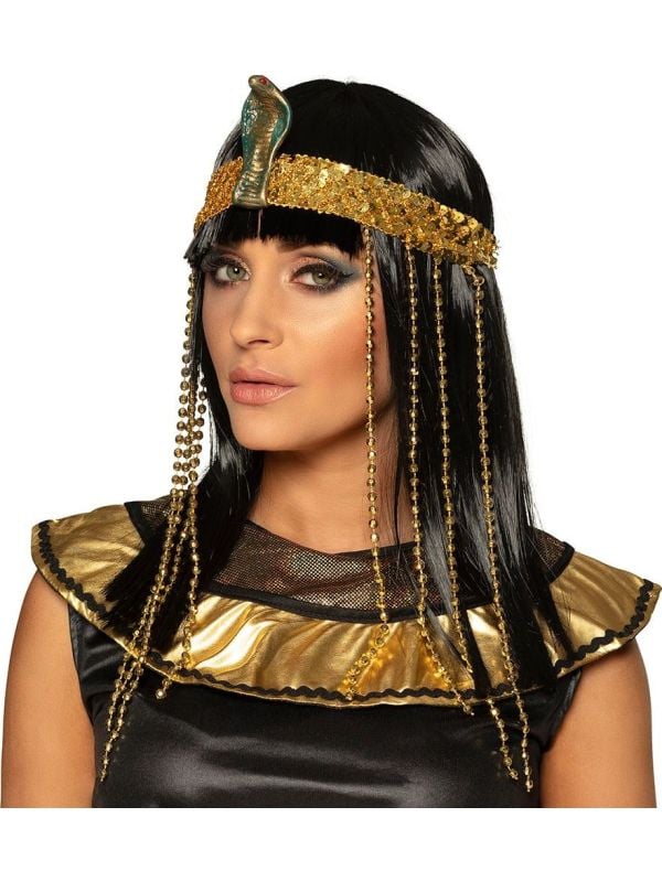 Luxe cleopatra pruik met hoofdband