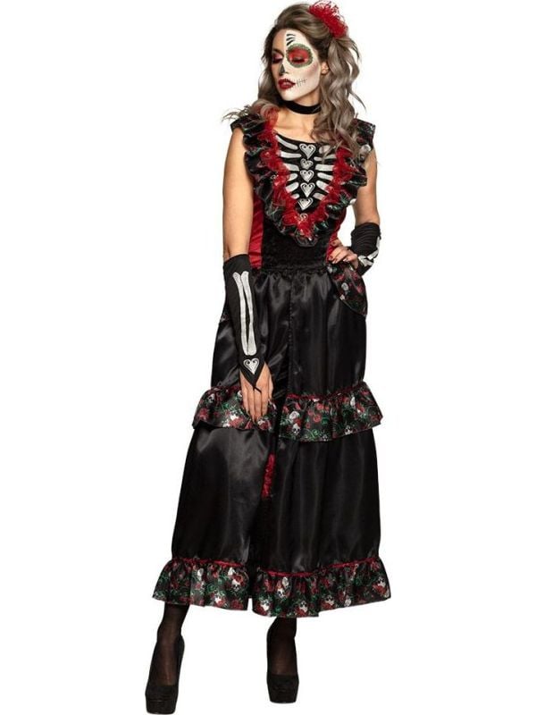 Luxe dia de los muertos jurk met accessoires