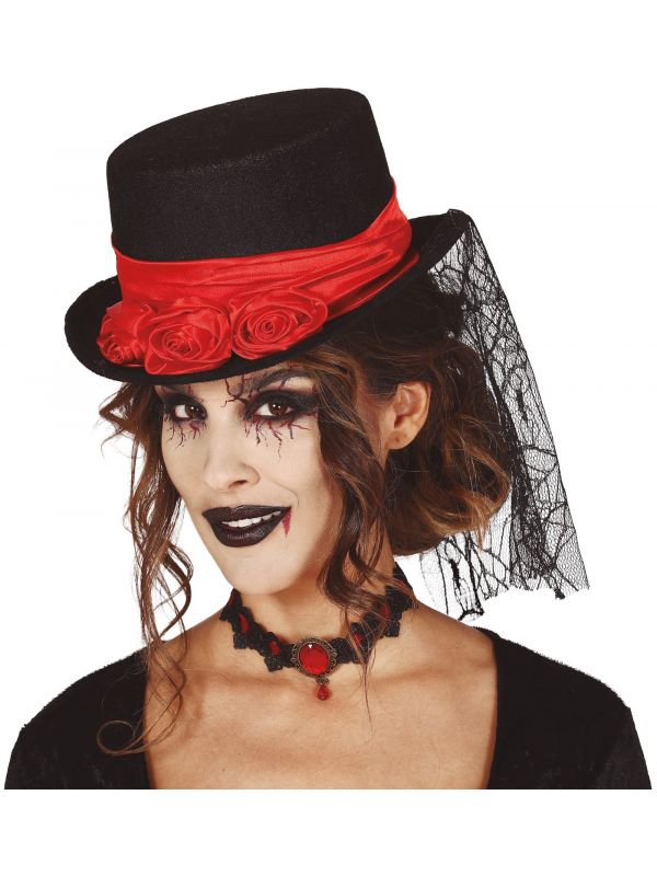 Luxe Halloween hoed met sluier