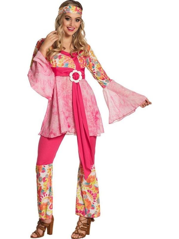 Luxe hippie outfit dames roze