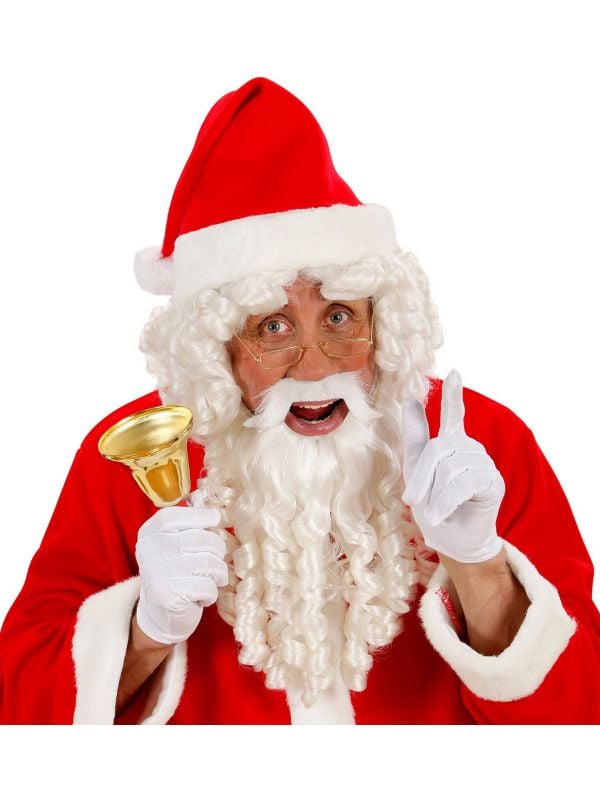 Luxe kerstman pruik met baard, snor en wenkbrauwen