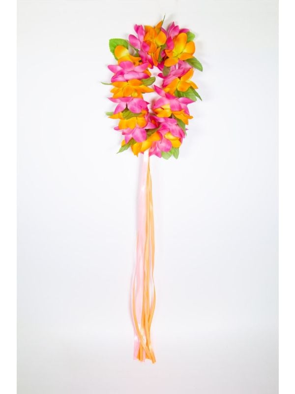 Luxe oranje hawaii bloemen haarband