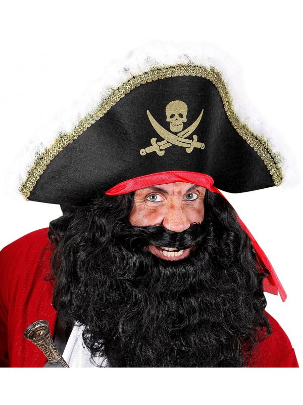 Luxe piraten hoed met rode hoofdband