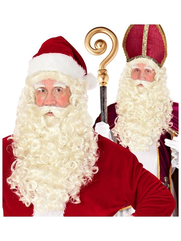 Luxe pruik en baard kerstman en sinterklaas