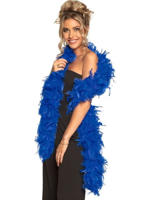 Luxe veren boa blauw