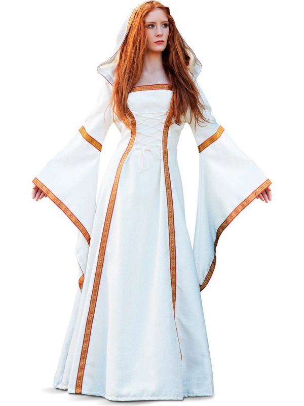 Luxe witte middeleeuwse Elanea jurk main product photo