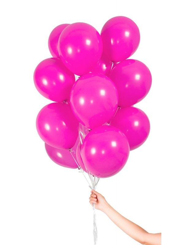 Magenta roze ballonnen met lint 30 stuks 23cm