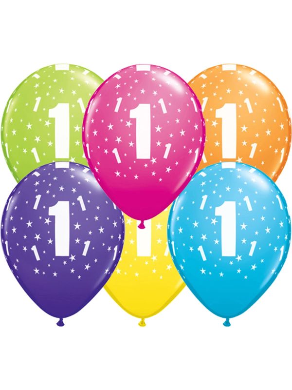 Meerkleurige 1 jaar ballonnen 25 stuks main product photo