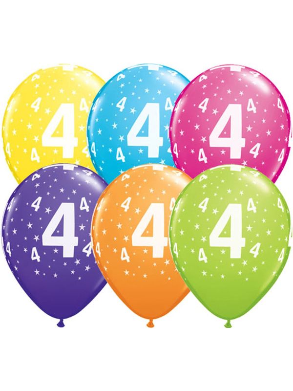 Meerkleurige 4 jaar ballonnen 25 stuks main product photo