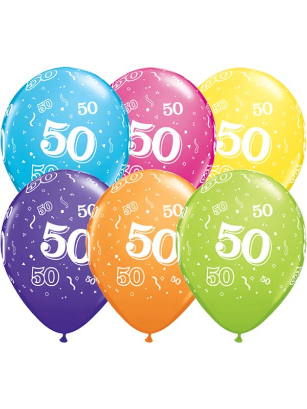 Meerkleurige 50 jaar ballonnen 25 stuks