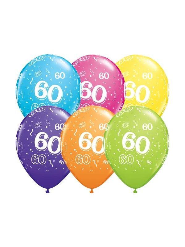 Meerkleurige 60 jaar ballonnen 25 stuks